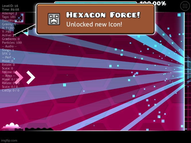 rewtahc time | image tagged in geometry dash hexagon force | made w/ Imgflip meme maker