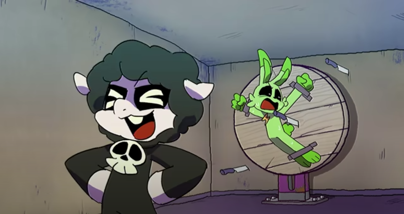 High Quality baba chops laughing at hoppy being on a wall Blank Meme Template