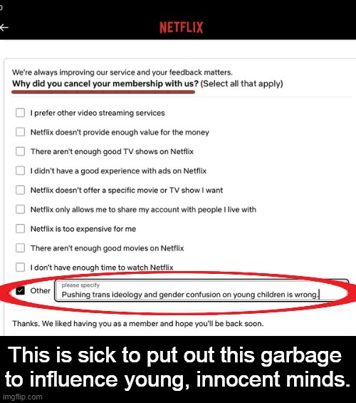 This is how to get change we can believe in... | ______________; This is sick to put out this garbage 
to influence young, innocent minds. | image tagged in netflix,scumbag netflix,childhood innocence,young minds,warpzone | made w/ Imgflip meme maker