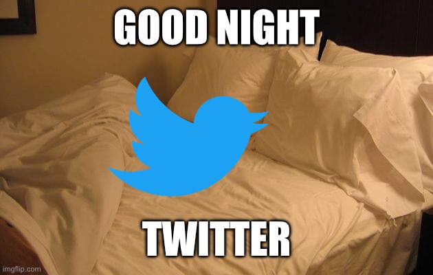 Bed | GOOD NIGHT; TWITTER | image tagged in bed | made w/ Imgflip meme maker