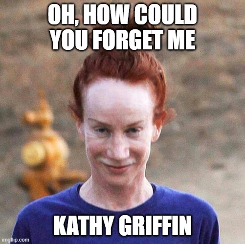Kathy Griffin | OH, HOW COULD YOU FORGET ME KATHY GRIFFIN | image tagged in kathy griffin | made w/ Imgflip meme maker