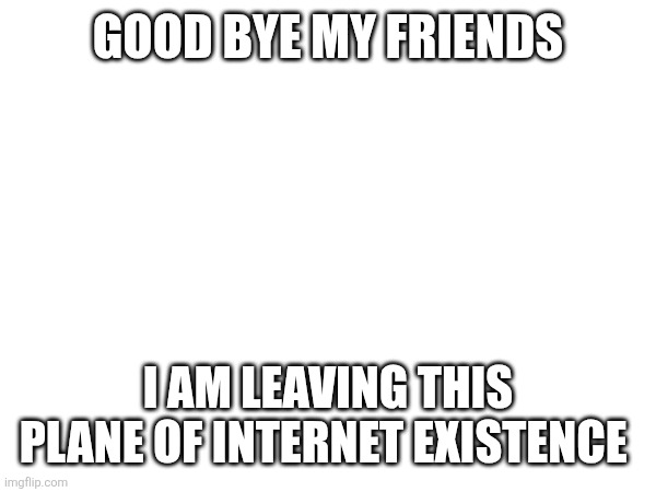 GOOD BYE MY FRIENDS; I AM LEAVING THIS PLANE OF INTERNET EXISTENCE | made w/ Imgflip meme maker