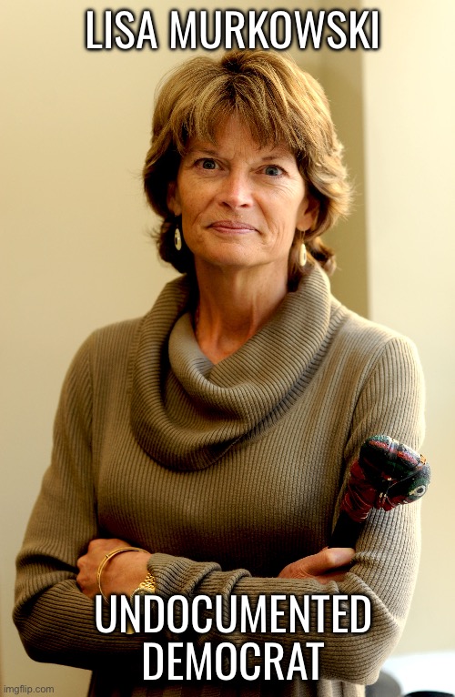 If it talks like a Democrat and votes like a Democrat… | LISA MURKOWSKI; UNDOCUMENTED DEMOCRAT | image tagged in political meme,lisa murkowski,undocumented,democrat,rino,scumbag | made w/ Imgflip meme maker