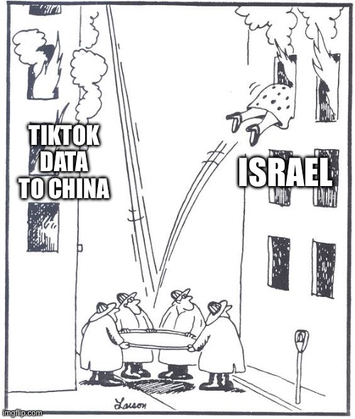 Doh | TIKTOK DATA TO CHINA; ISRAEL | image tagged in out of the fire | made w/ Imgflip meme maker