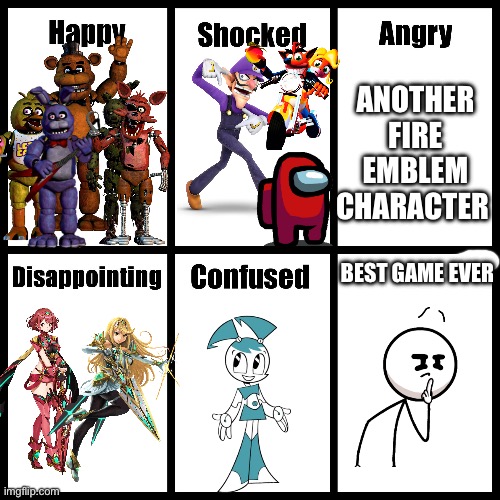 Smash bros characters I want | ANOTHER FIRE EMBLEM CHARACTER; BEST GAME EVER | image tagged in smash dlc reactions chart | made w/ Imgflip meme maker