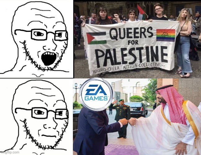Noooooo muh heckin queer women rights! | image tagged in soyjak reaction inverted | made w/ Imgflip meme maker