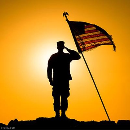 Soldier salutes the flag | image tagged in soldier salutes the flag | made w/ Imgflip meme maker