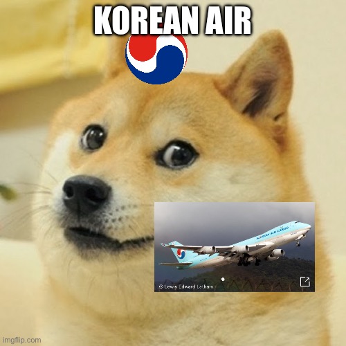 Korean air doge meme | KOREAN AIR | image tagged in doge meme,korean,south korea,asian | made w/ Imgflip meme maker
