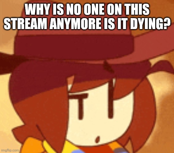 qhat | WHY IS NO ONE ON THIS STREAM ANYMORE IS IT DYING? | image tagged in qhat | made w/ Imgflip meme maker