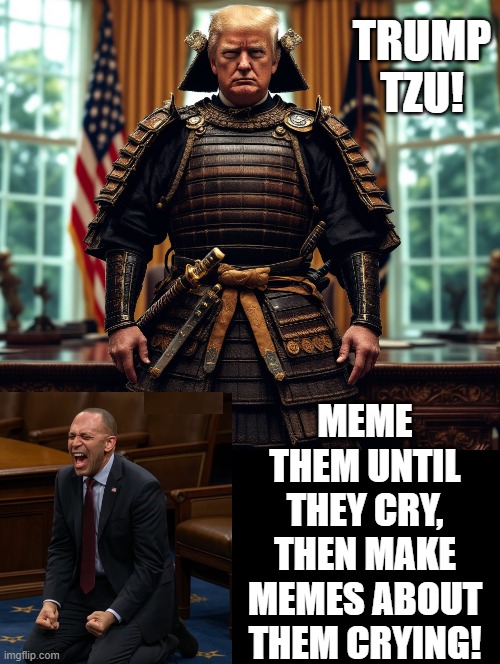 Trump Tzu | TRUMP TZU! MEME THEM UNTIL THEY CRY, THEN MAKE MEMES ABOUT THEM CRYING! | image tagged in sun tzu | made w/ Imgflip meme maker