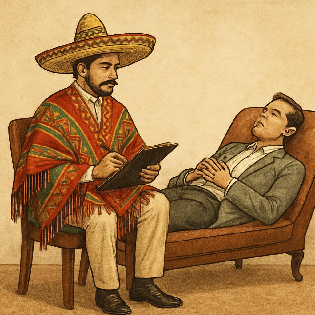 Mexican psychologist wearing traditional Mexican costume Blank Meme Template