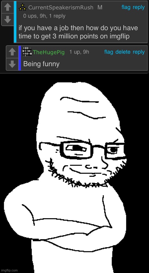 THP Memeus arc | image tagged in soyjak arms crossed | made w/ Imgflip meme maker