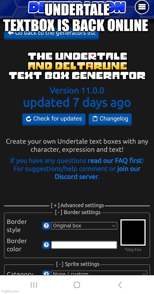 UNDERTALE TEXTBOX IS BACK ONLINE | made w/ Imgflip meme maker