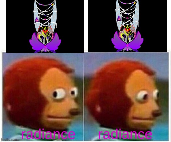 Monkey Puppet Meme | radiance; radiance | image tagged in memes,monkey puppet,hollow knight | made w/ Imgflip meme maker