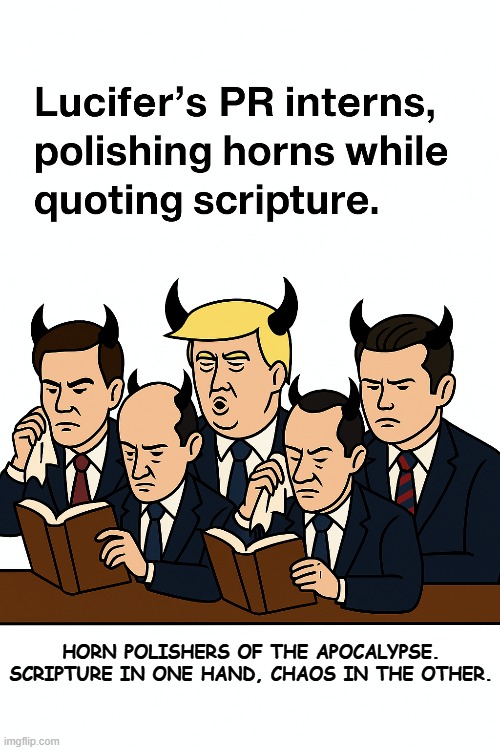 trump for prison | HORN POLISHERS OF THE APOCALYPSE.

SCRIPTURE IN ONE HAND, CHAOS IN THE OTHER. | image tagged in you can't handle the truth | made w/ Imgflip meme maker