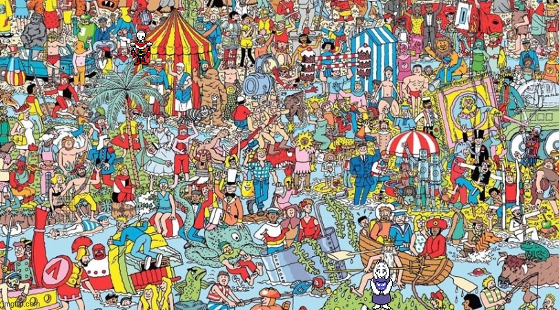 find Undertale characters! | image tagged in where's waldo | made w/ Imgflip meme maker