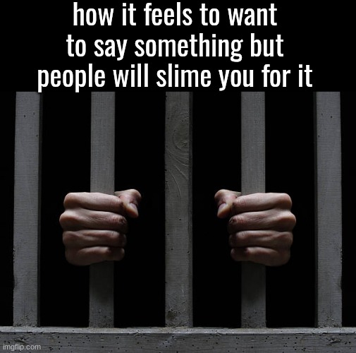 how it feels to want to say something but people will slime you for it | made w/ Imgflip meme maker