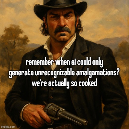 remember when ai could only generate unrecognizable amalgamations?
we're actually so cooked | made w/ Imgflip meme maker