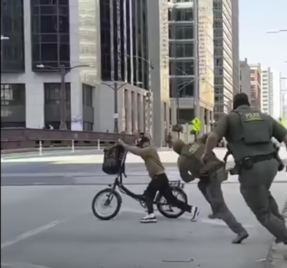 ice chasing delivery guy on a bike Blank Meme Template