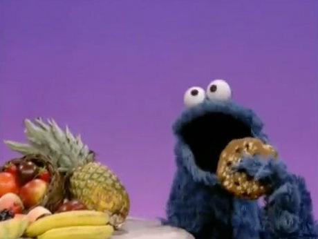 High Quality Cookie Monster fruit Blank Meme Template