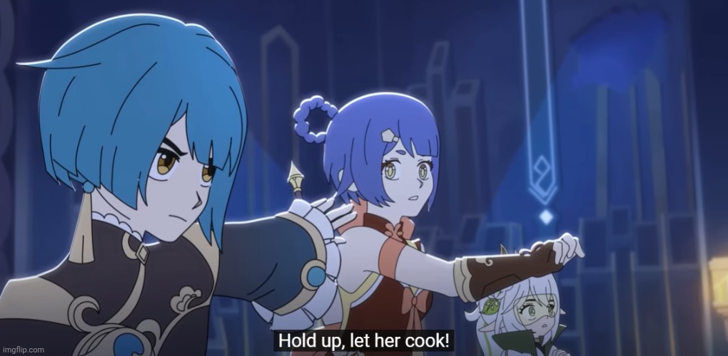 Genshin impact Hold up, let her cook (Domain 404) | image tagged in genshin impact hold up let her cook domain 404 | made w/ Imgflip meme maker