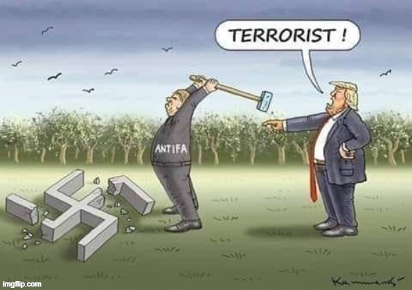 image tagged in fascism,donald trump,fascist,terrorist,fascists,antifa | made w/ Imgflip meme maker