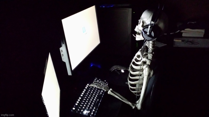 Patient Skeleton Gamer | image tagged in patient skeleton gamer | made w/ Imgflip meme maker