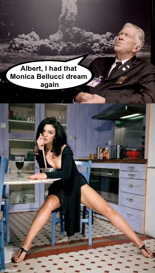 Twin Peaks | Albert, I had that 
Monica Bellucci dream 
again | image tagged in twin peaks | made w/ Imgflip meme maker