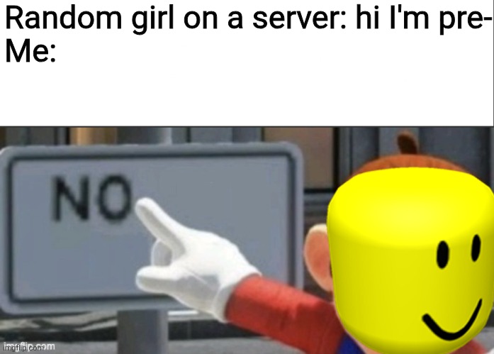 Maple hospital is just FULL of these pregnant bots. | Random girl on a server: hi I'm pre-
Me: | image tagged in roblox,funny | made w/ Imgflip meme maker