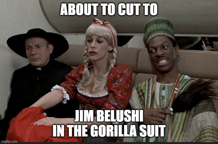 Trading Places train | ABOUT TO CUT TO JIM BELUSHI
IN THE GORILLA SUIT | image tagged in trading places train | made w/ Imgflip meme maker