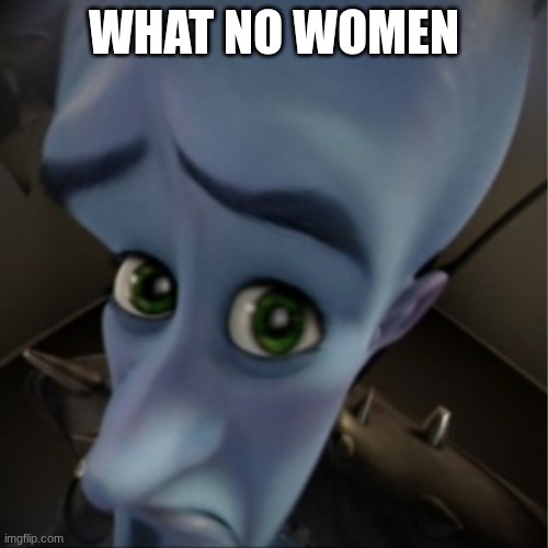 Megamind peeking | WHAT NO WOMEN | image tagged in megamind peeking | made w/ Imgflip meme maker