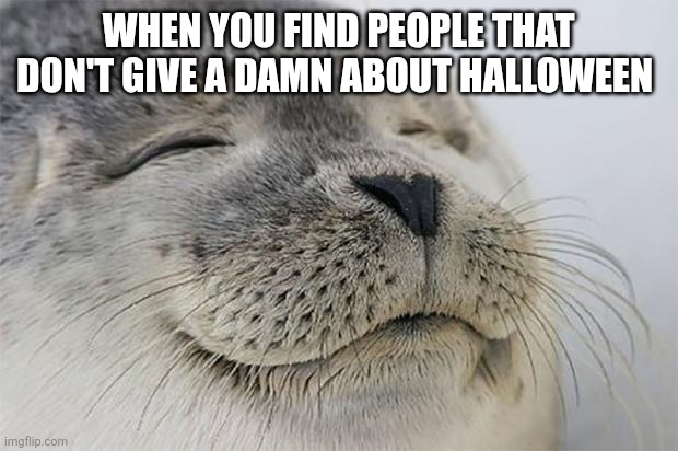 My keen. | WHEN YOU FIND PEOPLE THAT DON'T GIVE A DAMN ABOUT HALLOWEEN | image tagged in memes,satisfied seal | made w/ Imgflip meme maker