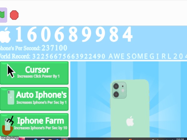 Game name: iPhone Clicker on Scratch | made w/ Imgflip meme maker