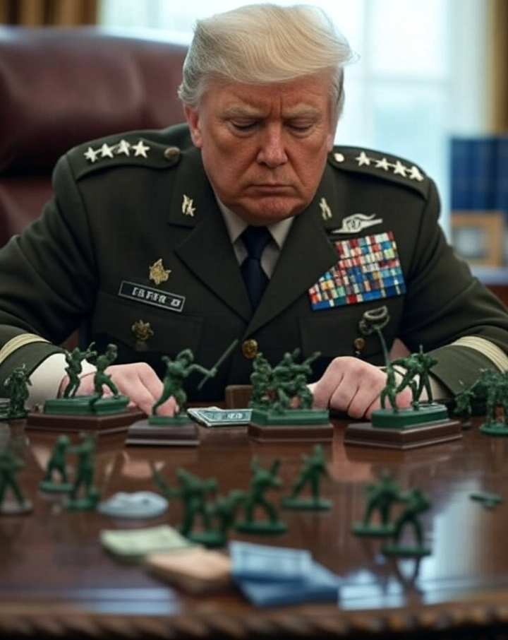 General Donald Trump playing soldiers monopoly money Blank Meme Template