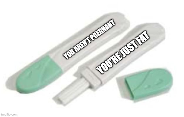 Truth in pregnancy testing. They now tell you whether you're pregnant or just fat. | YOU AREN'T PREGNANT; YOU'RE JUST FAT | image tagged in funny,testing,pregnancy,pregnancy test,humor,fat | made w/ Imgflip meme maker