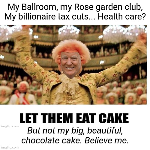 Blank Transparent Square Meme | My Ballroom, my Rose garden club,
My billionaire tax cuts... Health care? But not my big, beautiful, chocolate cake. Believe me. | image tagged in memes,blank transparent square | made w/ Imgflip meme maker