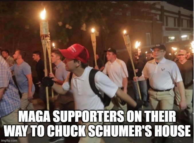 Let's Go get Chuck | MAGA SUPPORTERS ON THEIR WAY TO CHUCK SCHUMER'S HOUSE | image tagged in trump,chuck schumer | made w/ Imgflip meme maker