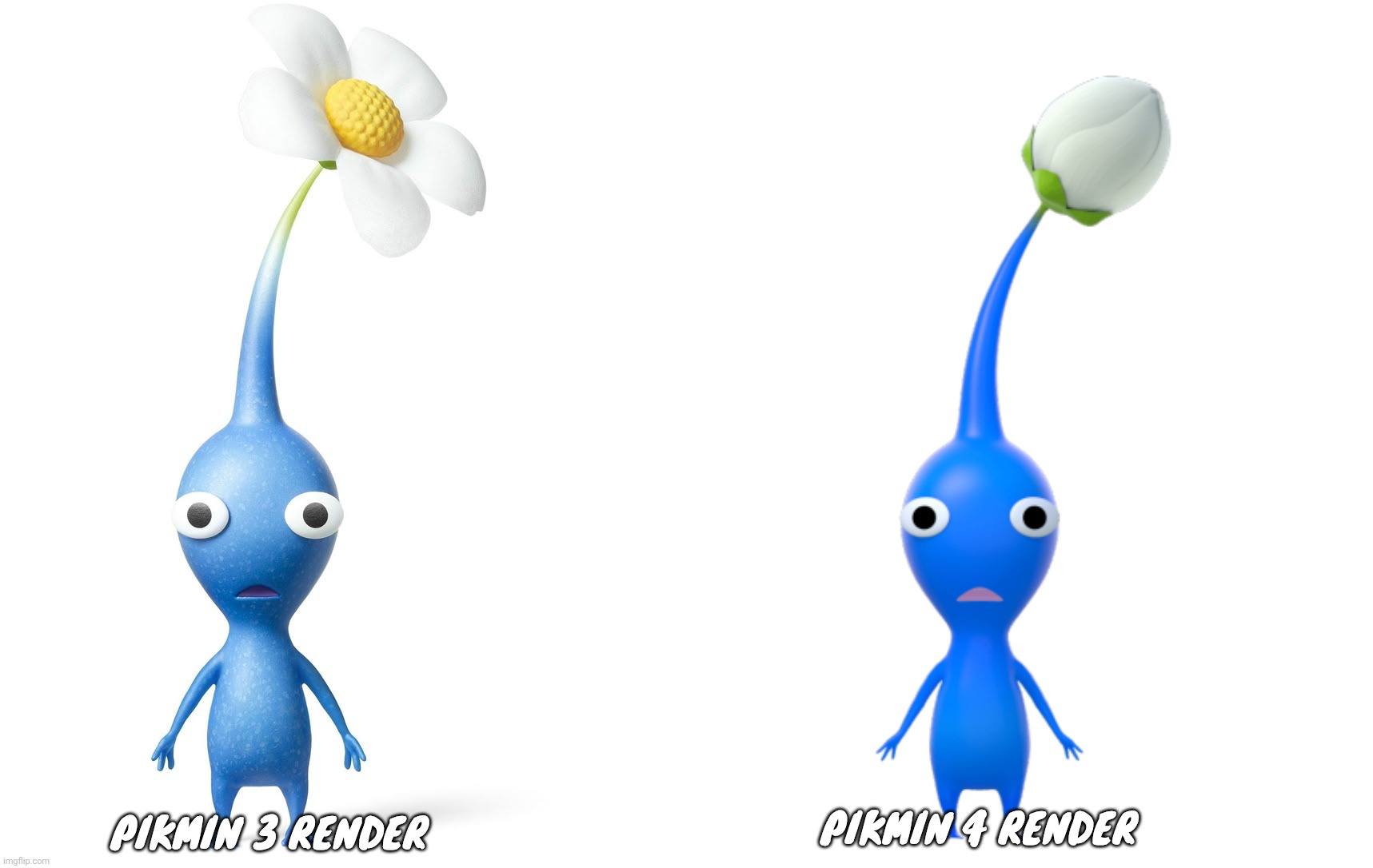 Yo chat quick question please tell me which render do you prefer because I wanna see what you guys think | PIKMIN 4 RENDER; PIKMIN 3 RENDER | made w/ Imgflip meme maker