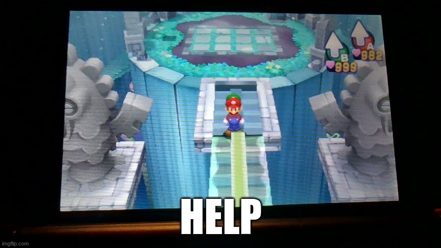 think I'm softlocked | HELP | image tagged in mario and luigi dream team,games,video games | made w/ Imgflip meme maker