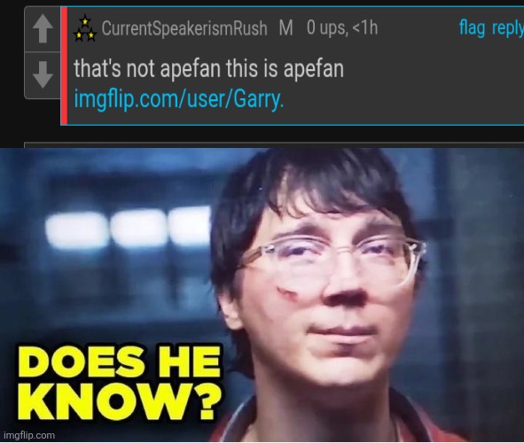 Does He Know? | image tagged in does he know | made w/ Imgflip meme maker