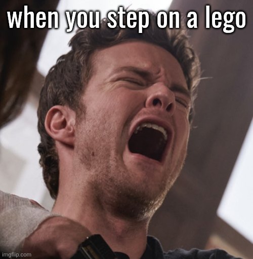 Hughie | when you step on a lego | image tagged in hughie | made w/ Imgflip meme maker