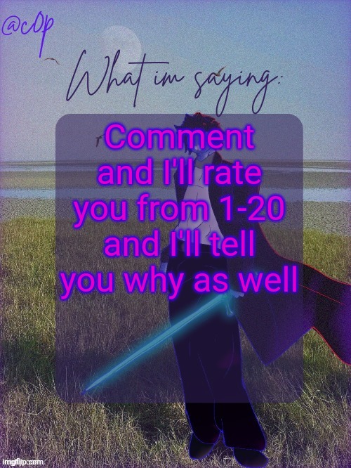 c0p template by Grace | Comment and I'll rate you from 1-20 and I'll tell you why as well | image tagged in c0p template by grace | made w/ Imgflip meme maker