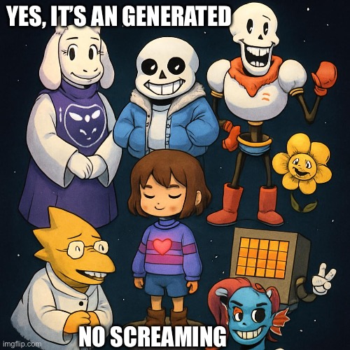 No screaming | YES, IT’S AN GENERATED; NO SCREAMING | image tagged in undertale,ai | made w/ Imgflip meme maker