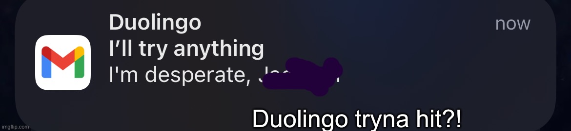 Duolingo tryna hit?! | made w/ Imgflip meme maker