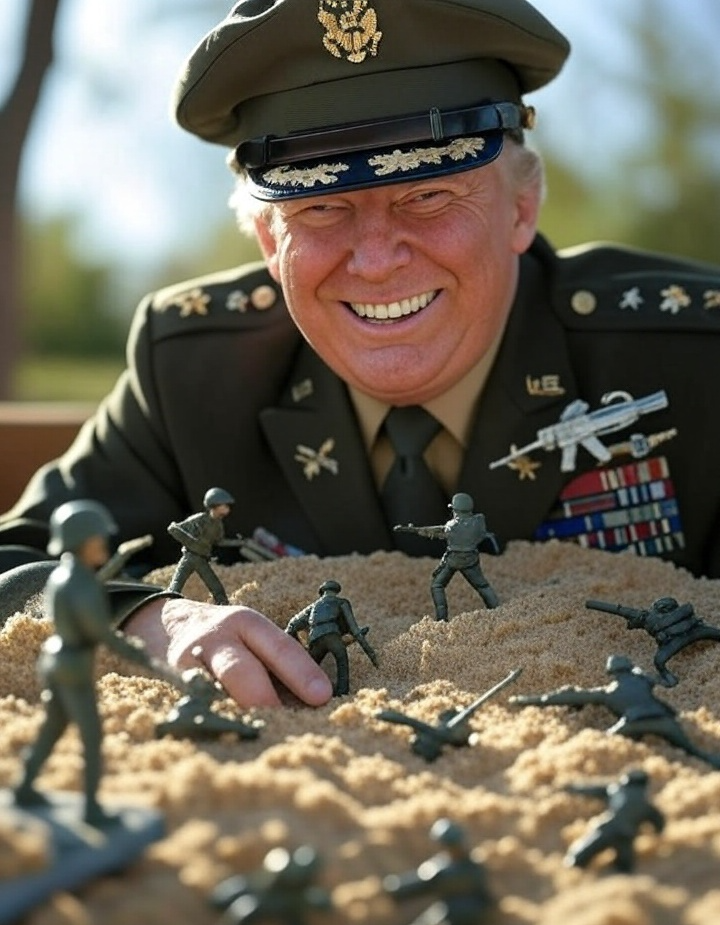General Donald Trump playing sandbox toy army soldier Blank Meme Template
