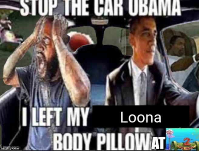 image tagged in stop the car obama i left my body pillow | made w/ Imgflip meme maker