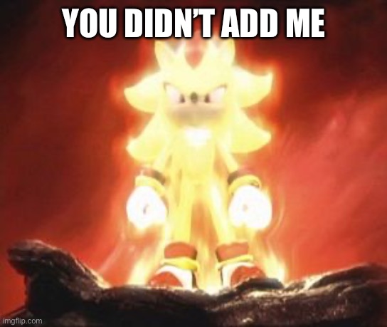 Super Shadow | YOU DIDN’T ADD ME | image tagged in super shadow | made w/ Imgflip meme maker
