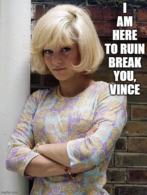 TITLE: Story of My Life  -or-  It Ain't Hard? | I AM
HERE
TO RUIN
BREAK
YOU,
VINCE | image tagged in vince vance,pretty girl,angry,blond,women memes,love hurts | made w/ Imgflip meme maker