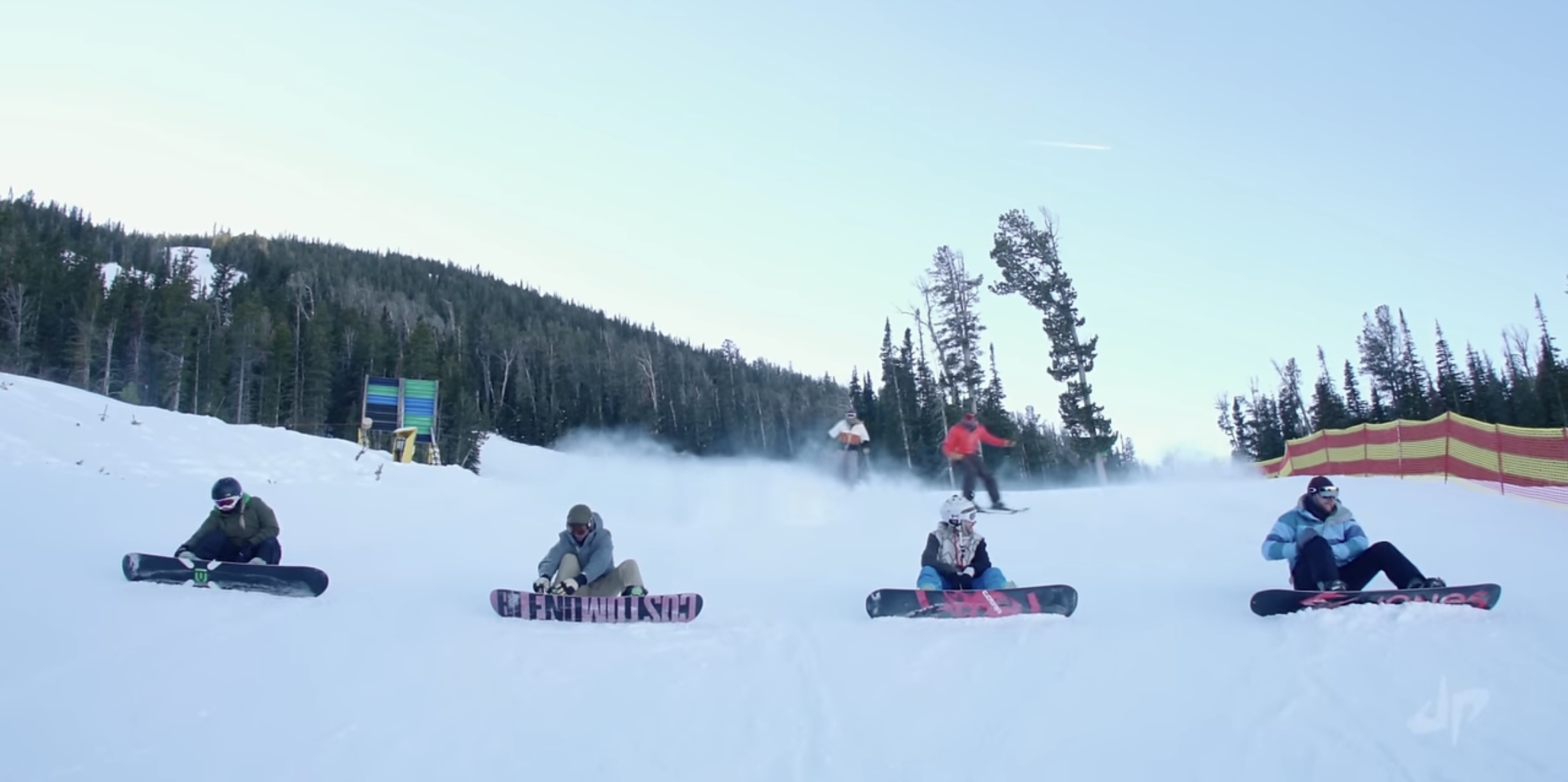 Sitting Snowboarders Blank Meme Template