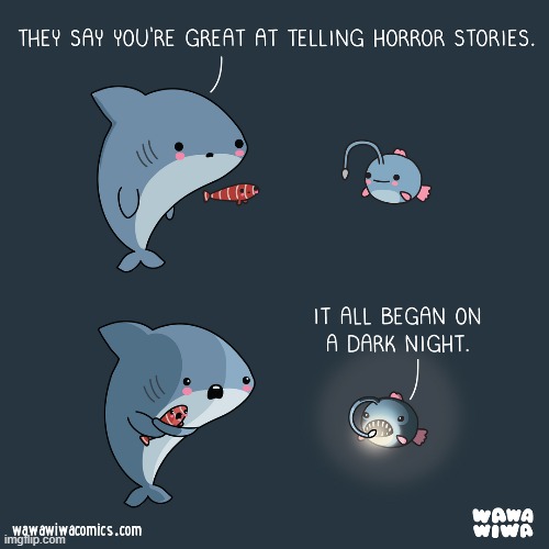 image tagged in shark,fish,anglerfish,light,horror,stories | made w/ Imgflip meme maker